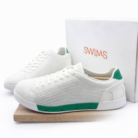Swims Other - SWIMS Breeze Tennis Knit Sneakers Mens 11.5 White Green Breathable Mesh New